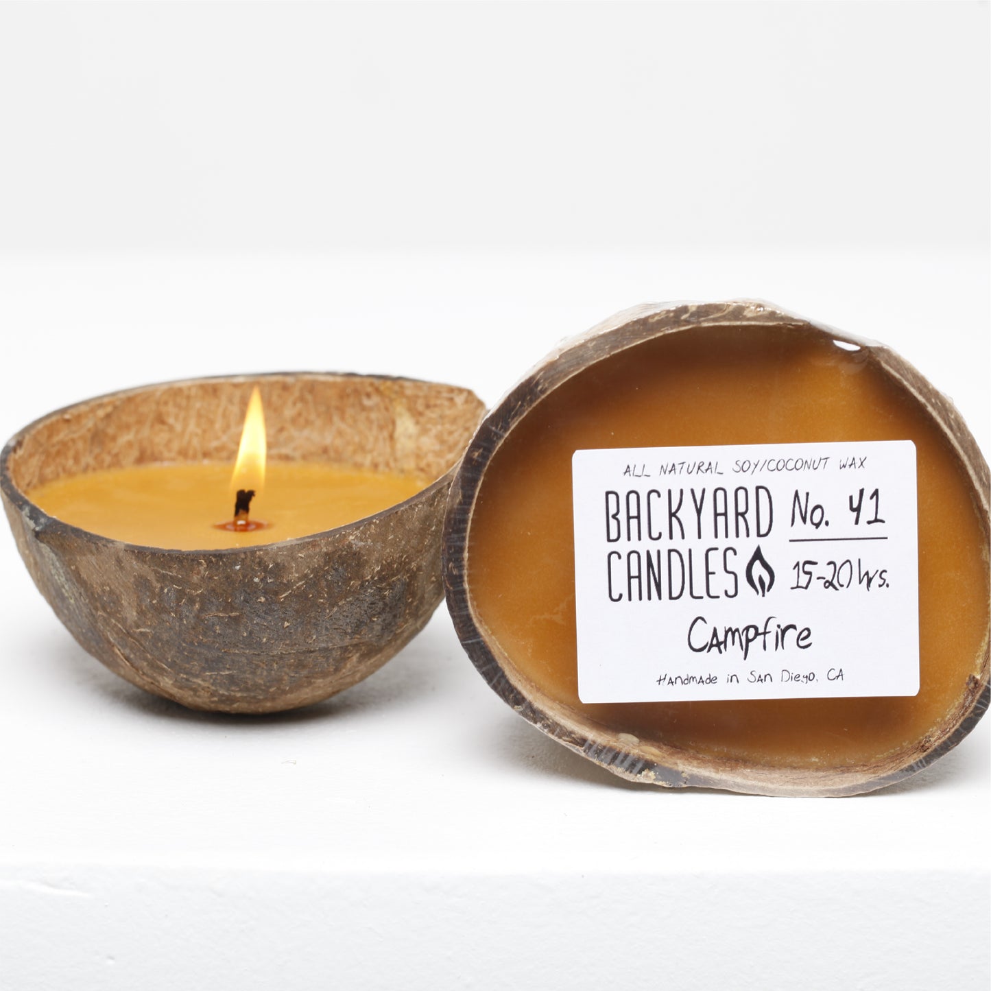 campfire coconut shell candle
