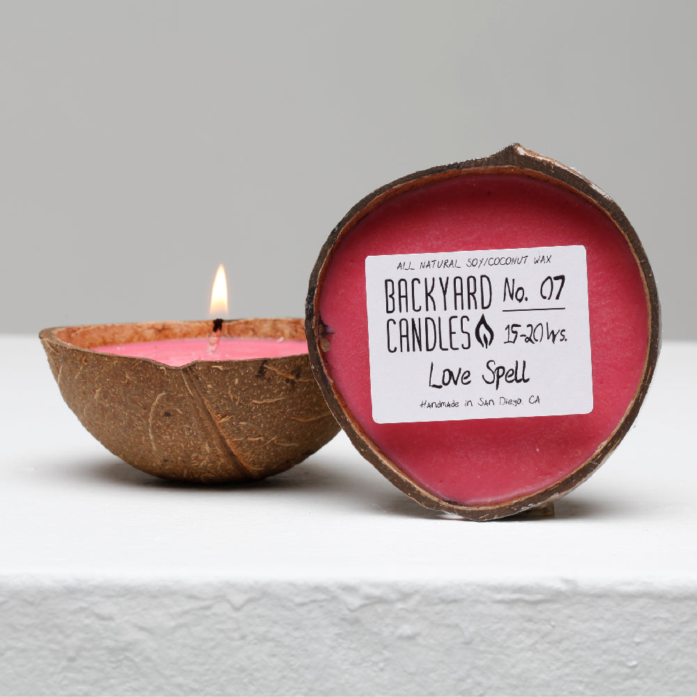 love spell coconut candle