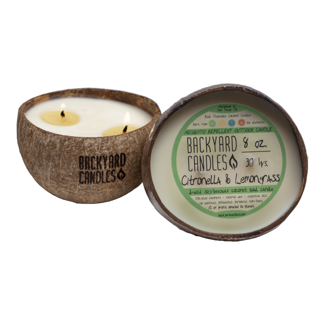 8oz coconut bowl 2 wick outdoor candle