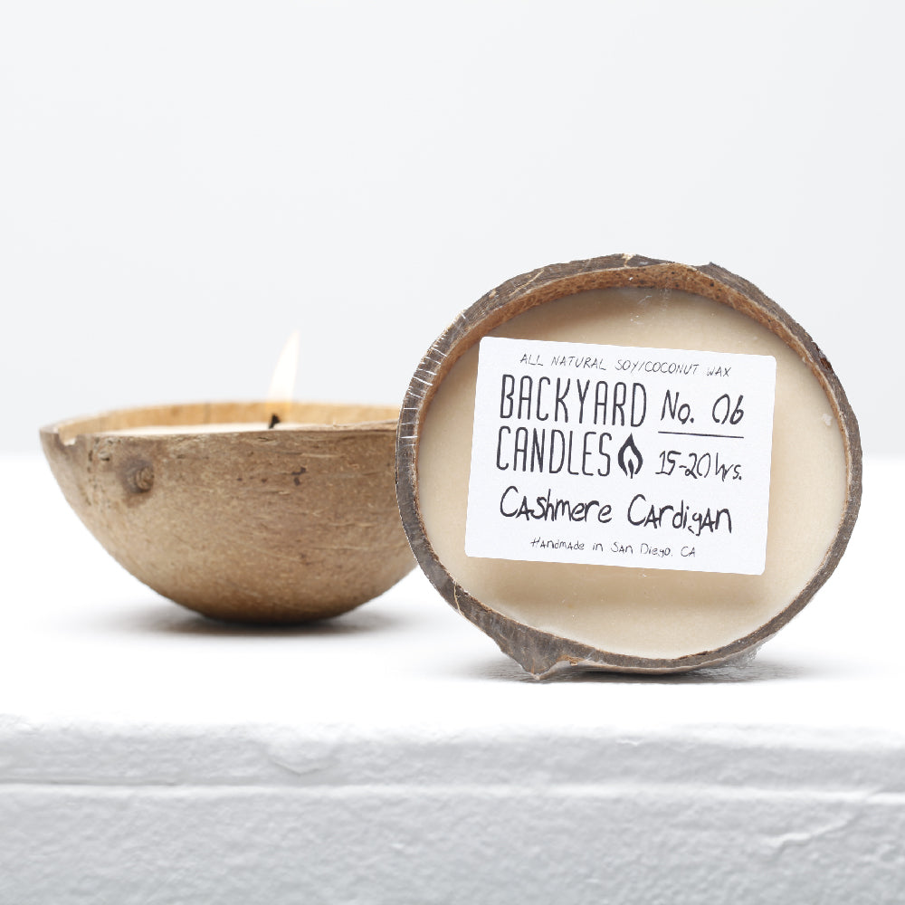 cashmere cardigan coconut candle