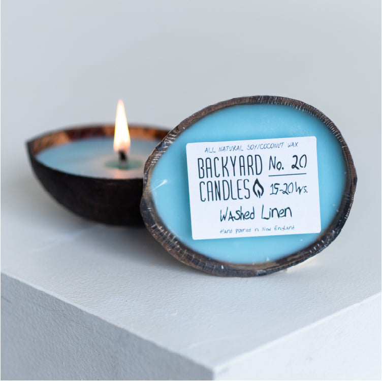 washed linen candle